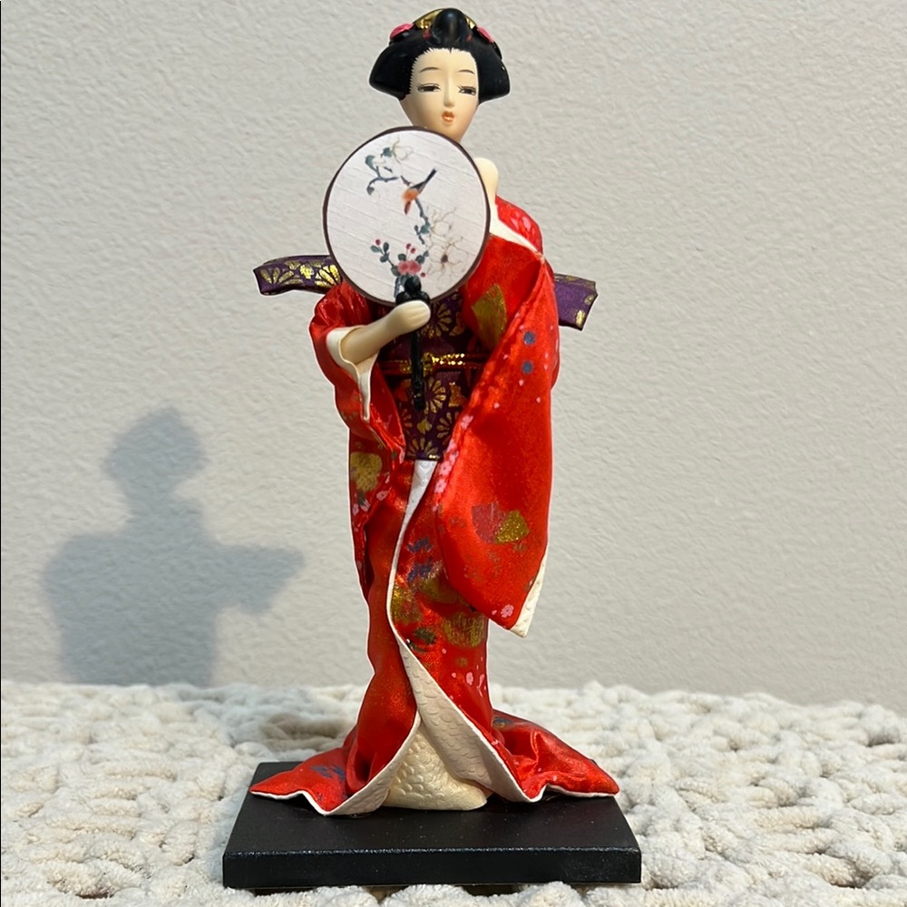Elegant Red Geisha Figurine